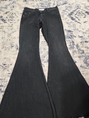 Free People Black Wide-Leg Flare Jeans